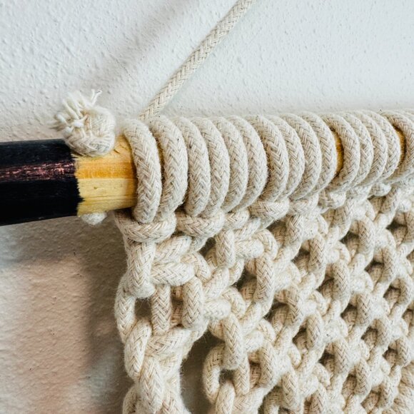 Macrame Large Wall Decor Cream 6 ft. Hanging Boho Art Space Handmade - Picture 8 of 8